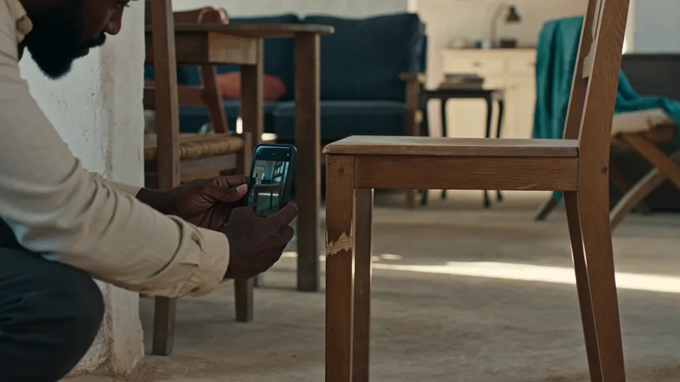 A host photographing a furniture detail