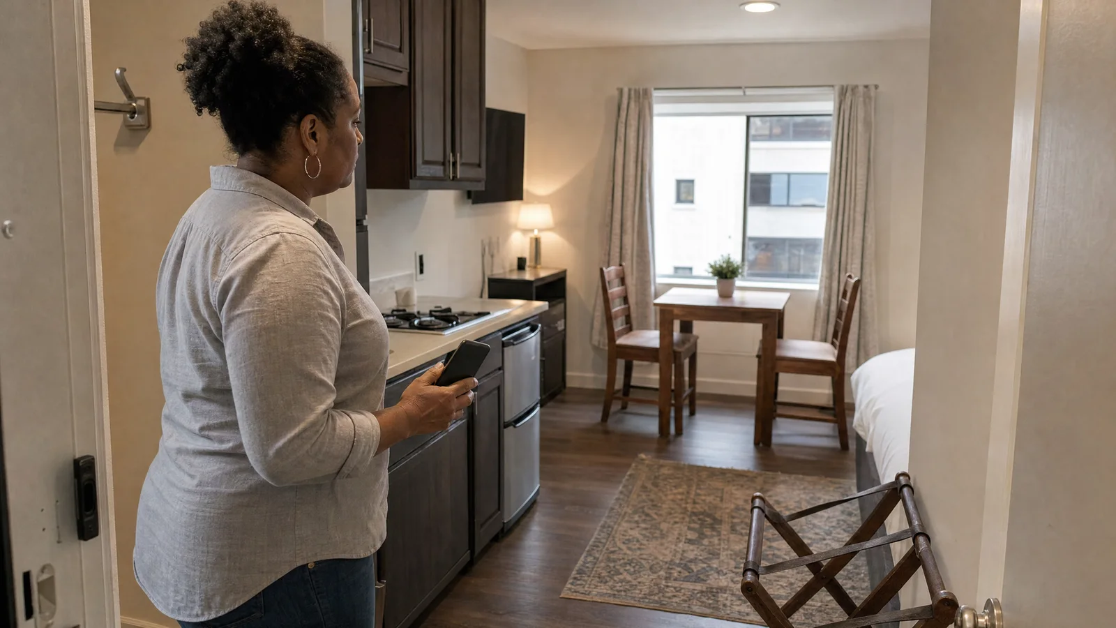 A host recording the condition of a city rental